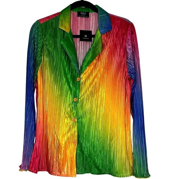 LALA – Long Sleeve Plissé Set (Prismatic Rainbow) – S - Picture 7 of 11